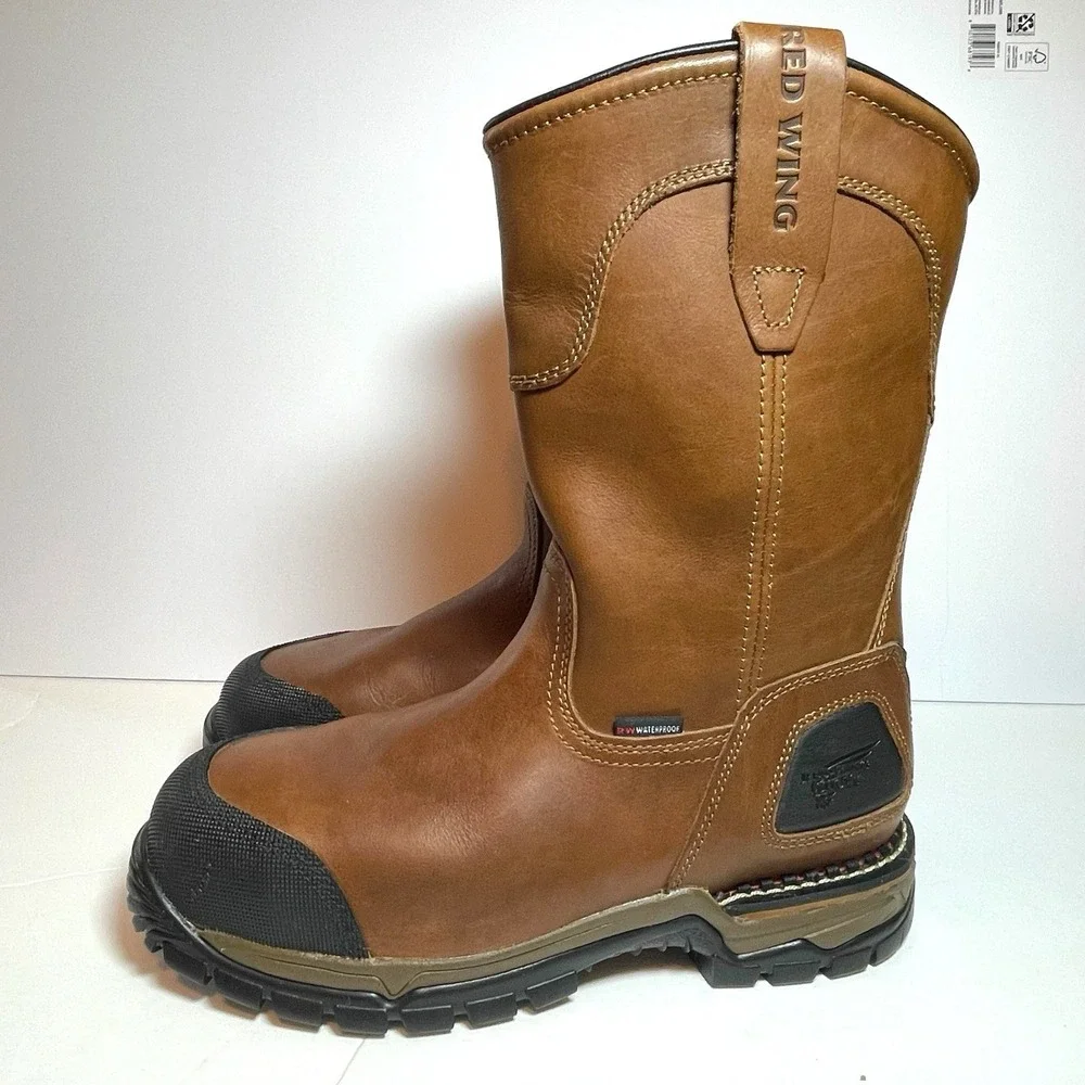 Red Wing 4448 Pull On Work Boots Men's 9.5 E2 Brown Steel‎ Toe Vibram Waterproof